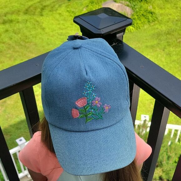 Wonder Nation Blue and Pink Floral Embroidered Hat - Picture 1 of 4